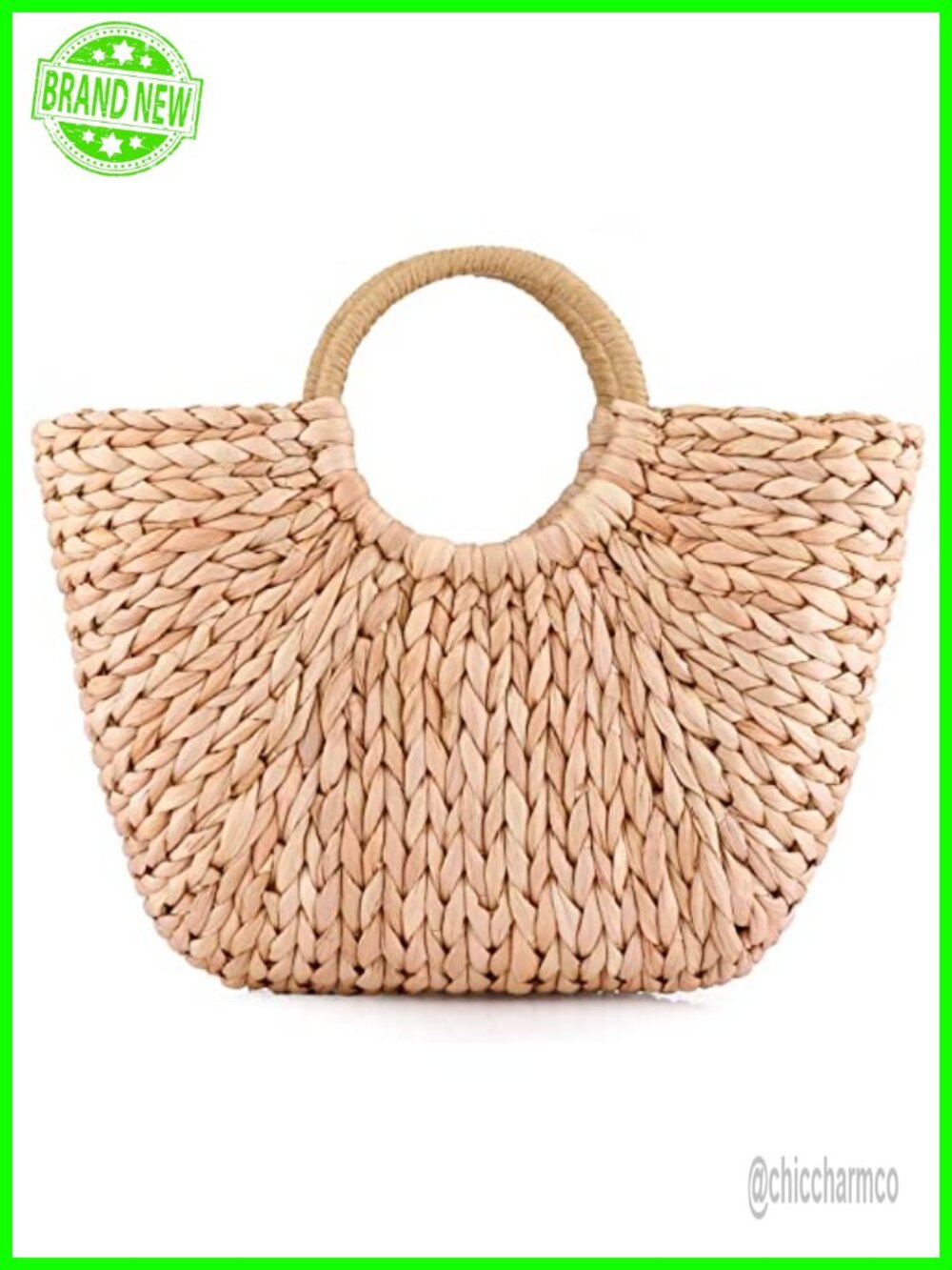Handwoven Straw Rattan Tote Bag Top Handle Summer Beach Clutch